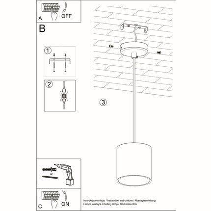 Lampe Suspendue Forme Cylindrique gris