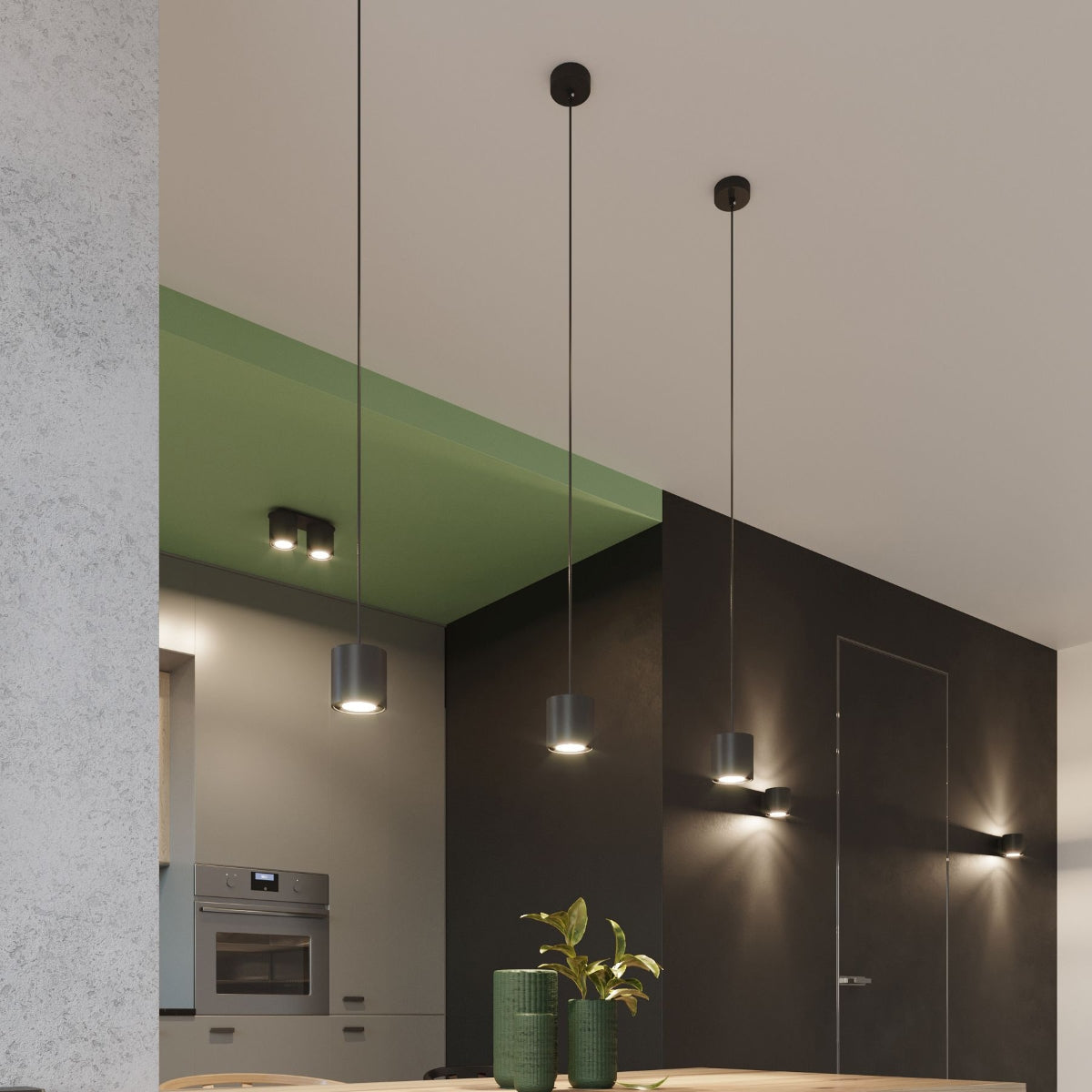 Black Double Cylinder LED Ceiling Light