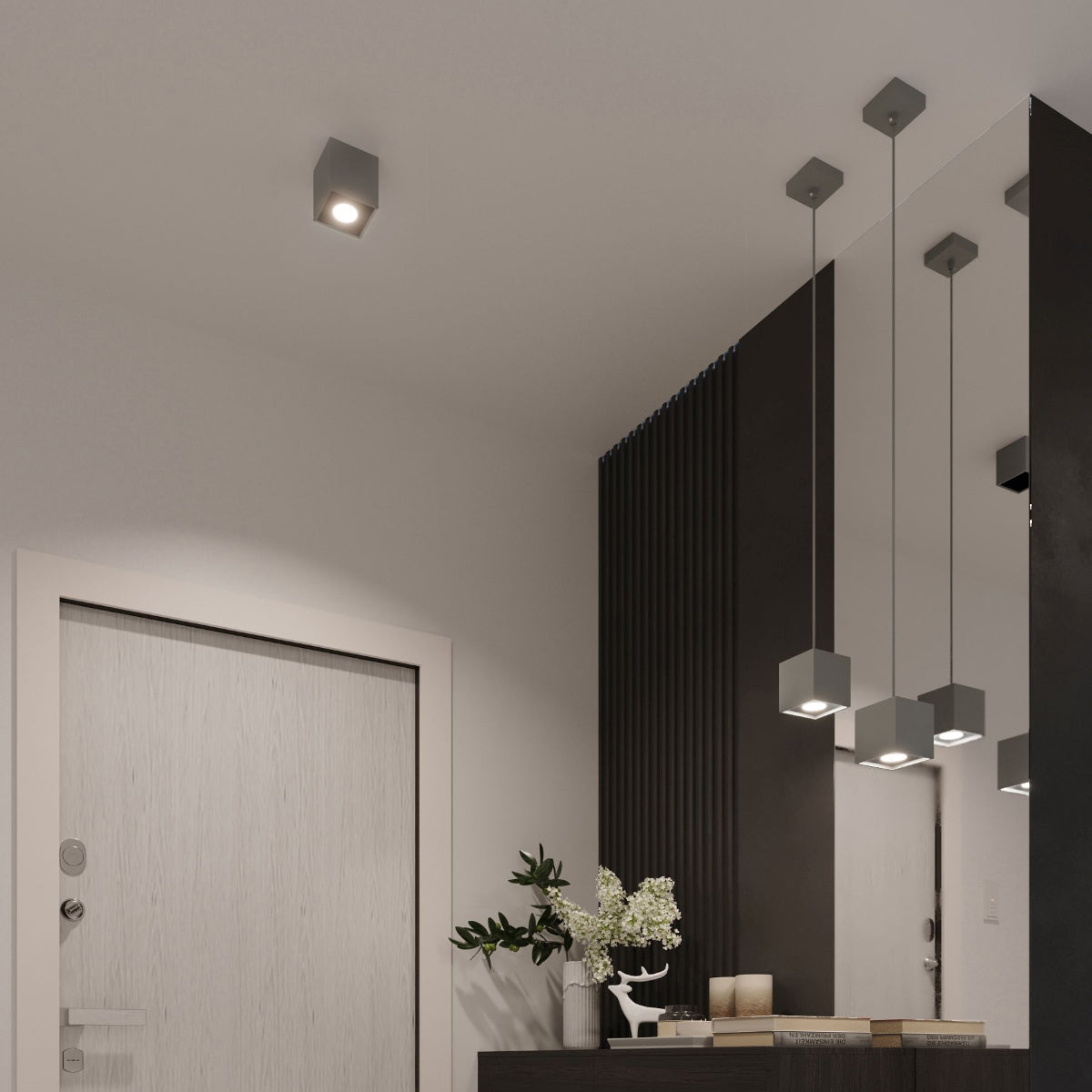 Cube LED pendant lamp grey