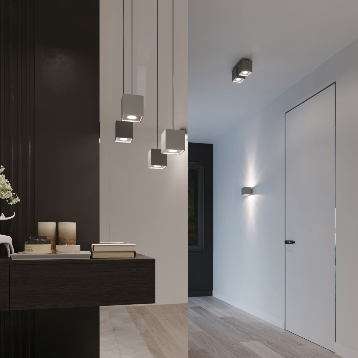 Cube LED pendant lamp grey