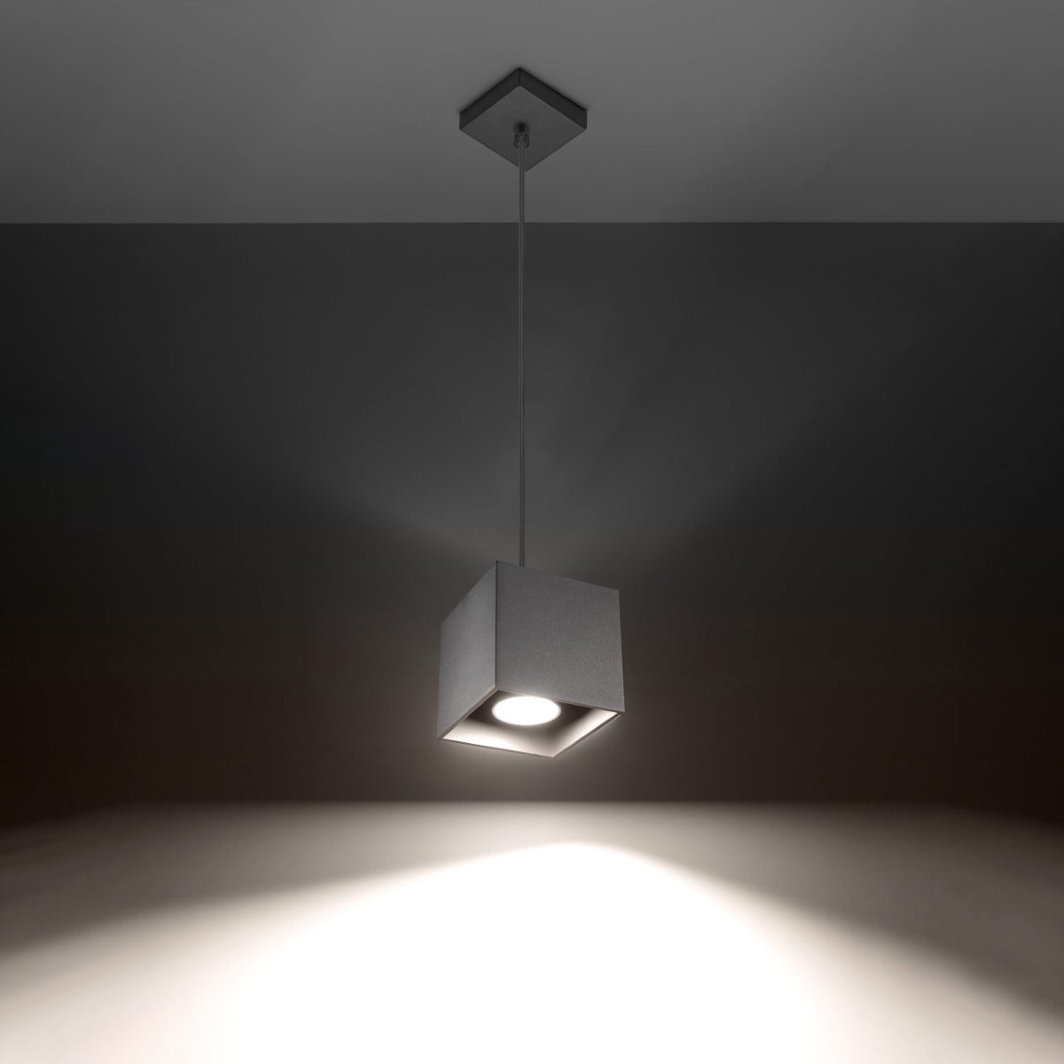 Lampe suspendue Cube LED gris