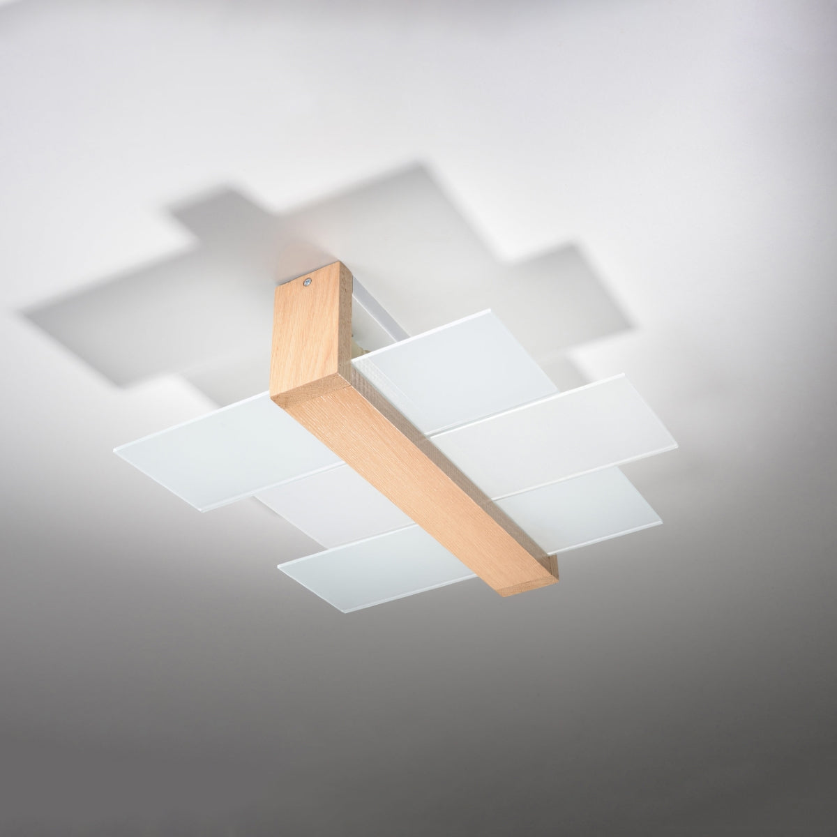 Triple Horizontal Wood Panel Ceiling Light