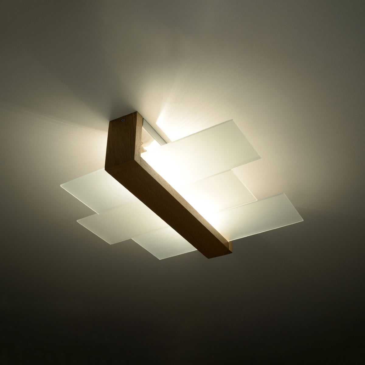 Triple Horizontal Wood Panel Ceiling Light