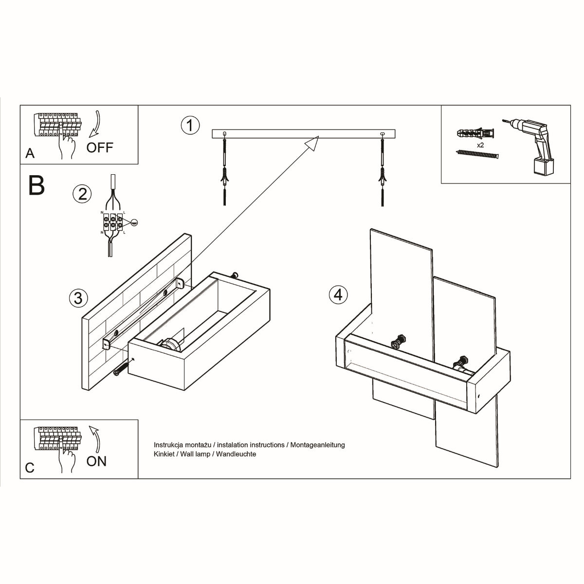 Wandleuchte mit horizontalen Holzplatten