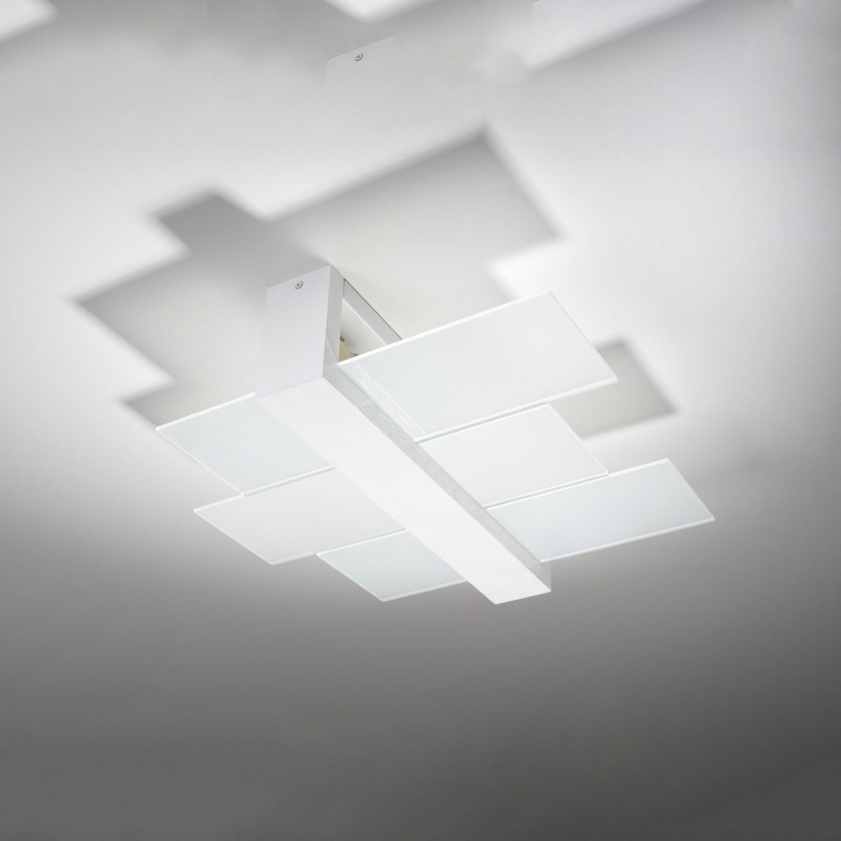 White Horizontal Triple Panel Ceiling Light