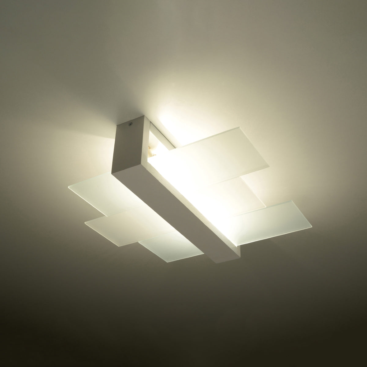 White Horizontal Triple Panel Ceiling Light