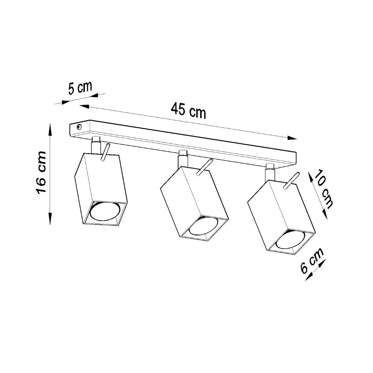 Quadratische Deckenleuchte mit 3 LEDs, weiß