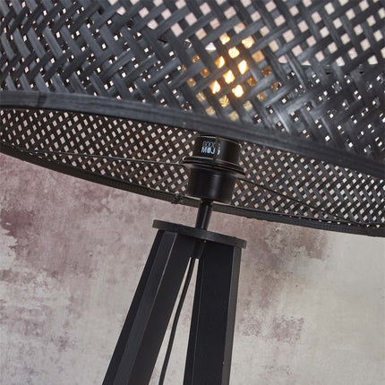Lampadaire Java 4 Pieds Bambou Noir 175 cm
