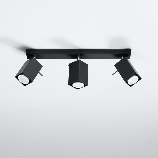 Gerichtete quadratische Deckenleuchte 3 LED schwarz