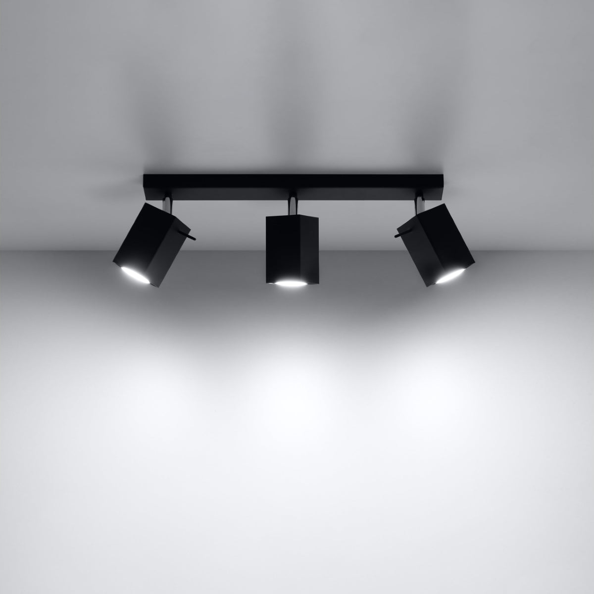 Black 3 LED Square Directional Ceiling Light