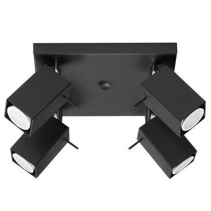 Gerichtete quadratische Deckenleuchte 4 LED schwarz
