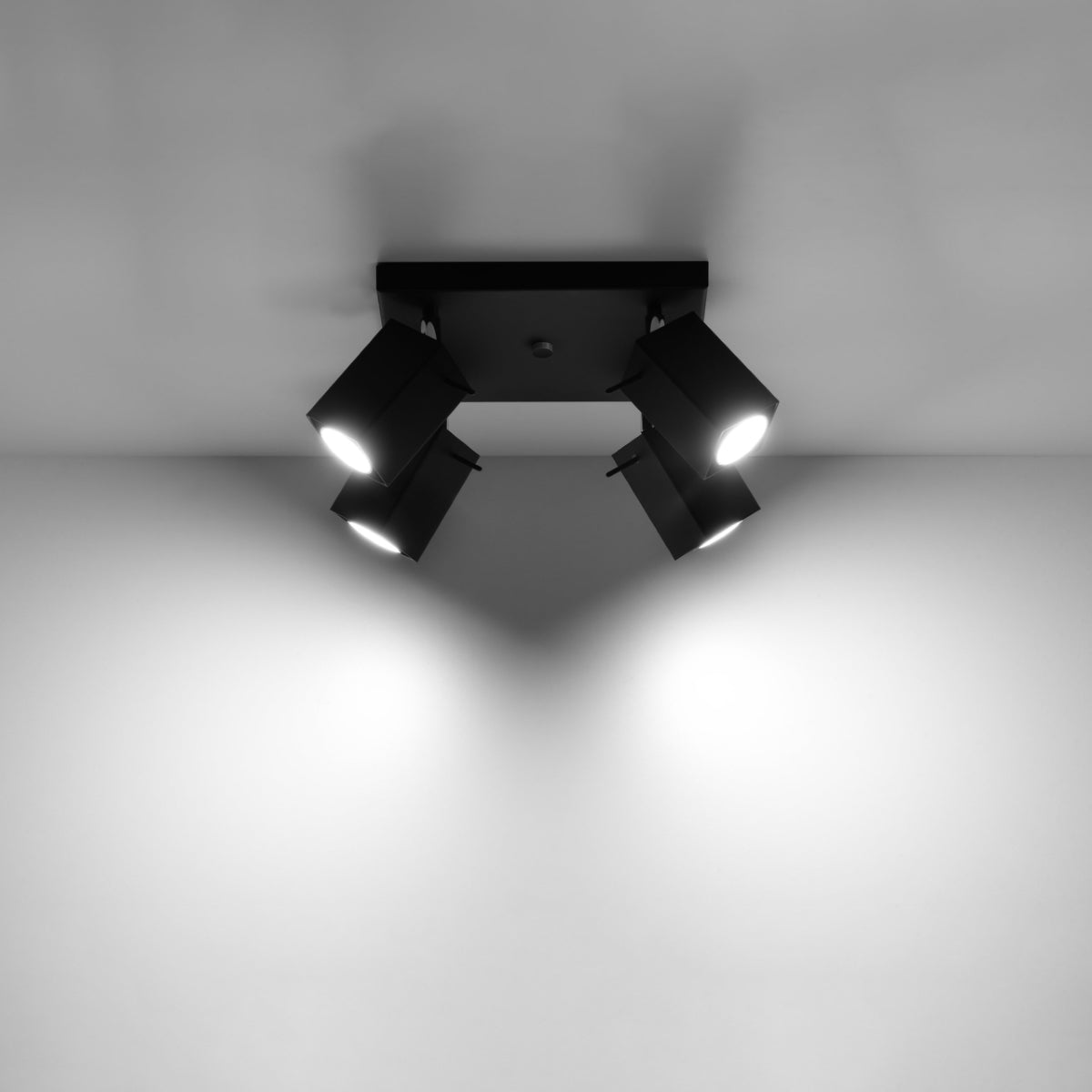 Plafonnier Directionnelle Carré 4 LED noir