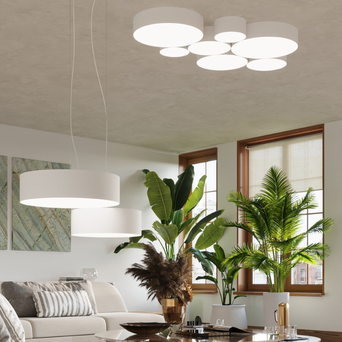 Lampe suspendue Arène 35 blanc