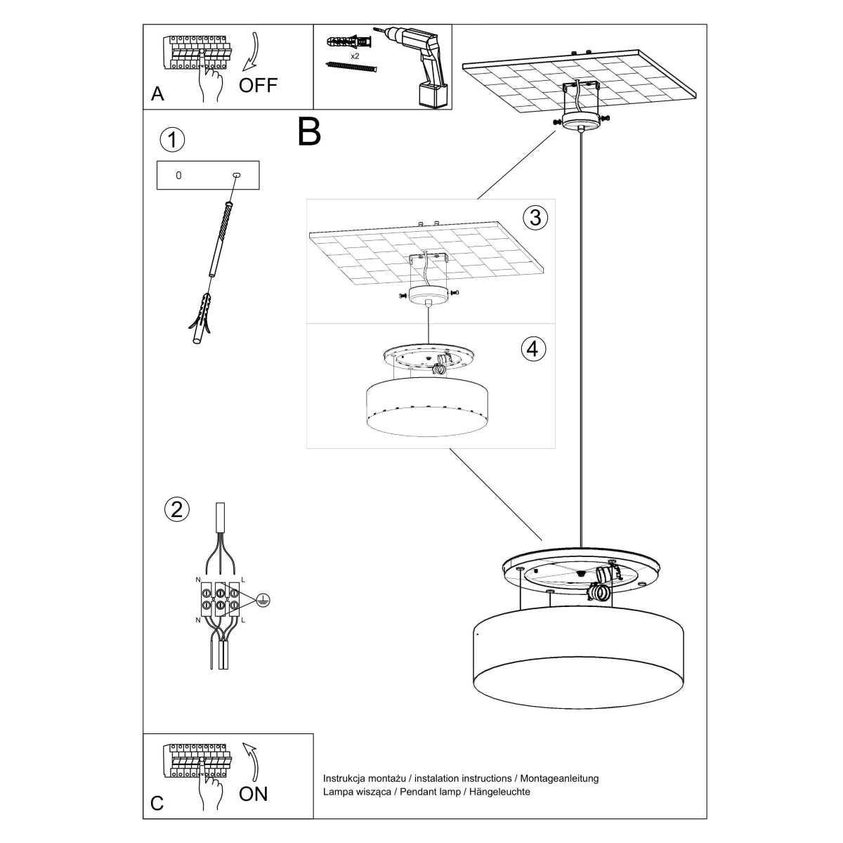 Arène 45 white hanging lamp