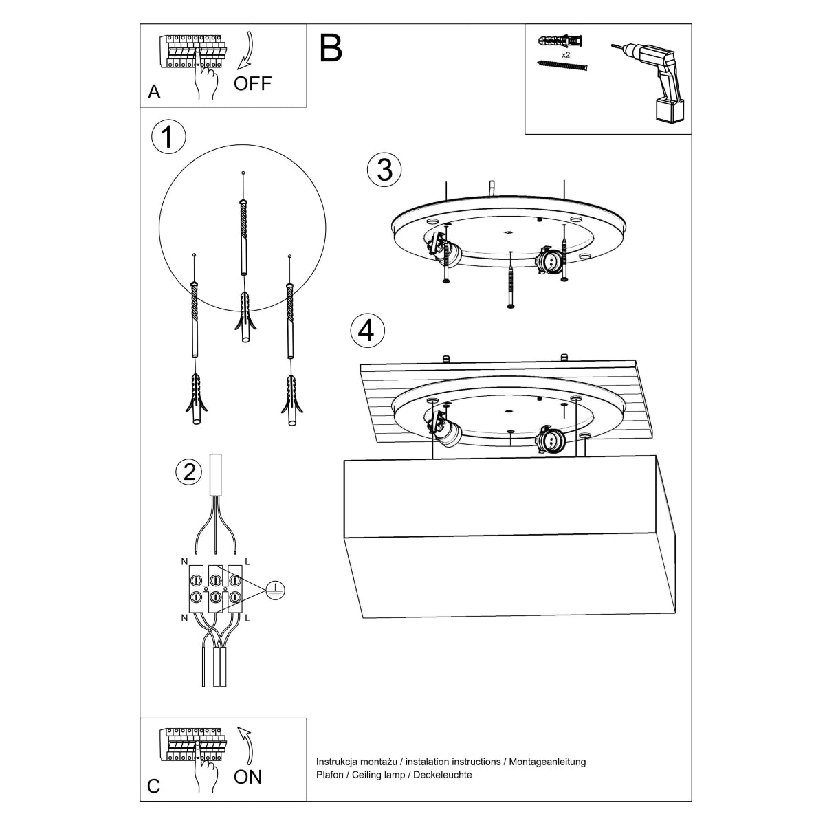 Ceiling light Platform Square 35 white