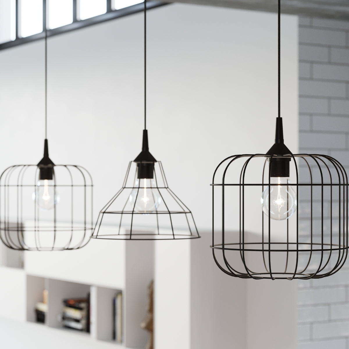 Lampe suspendue Cage Scandinave noir