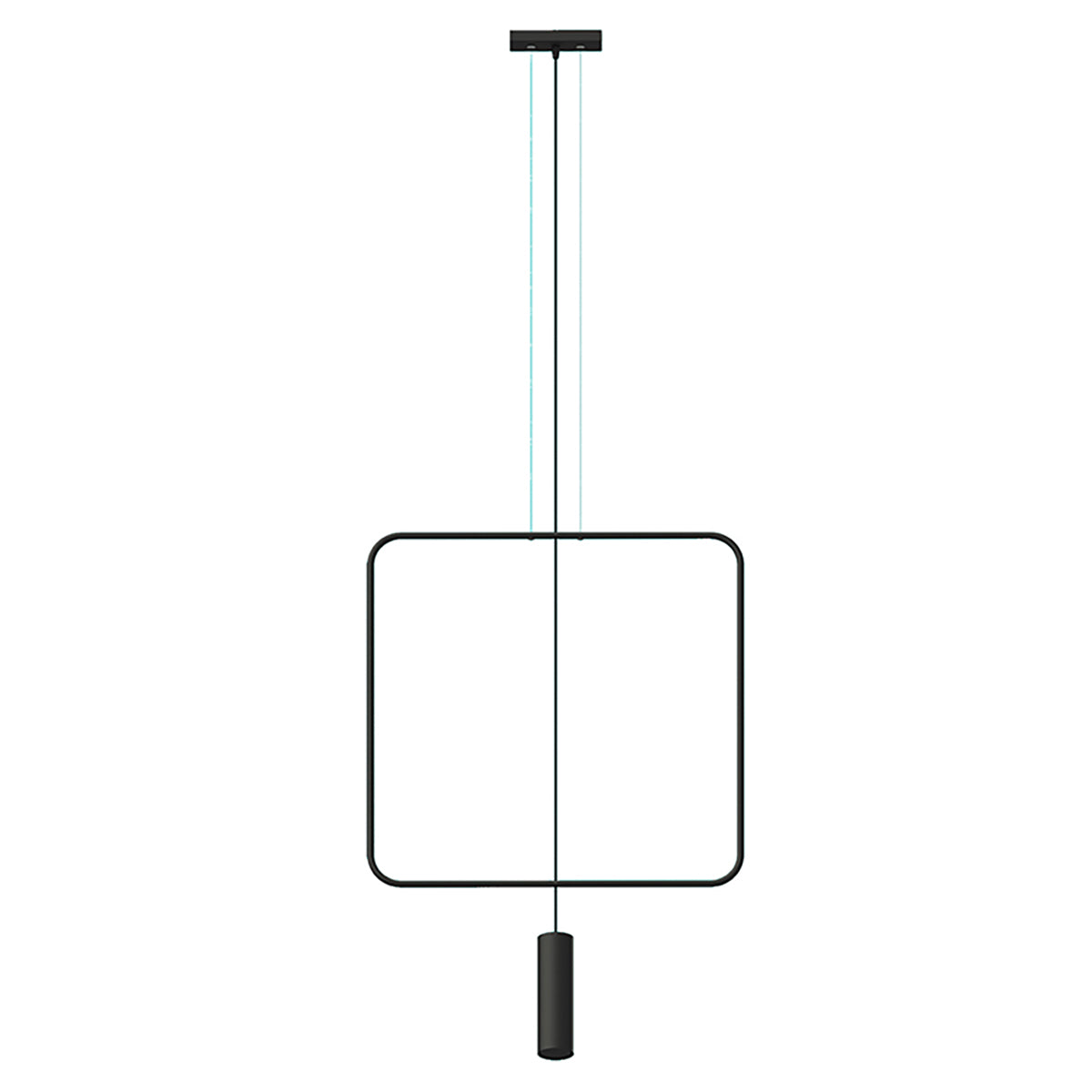 Rectangle pendant lamp in steel 1 black