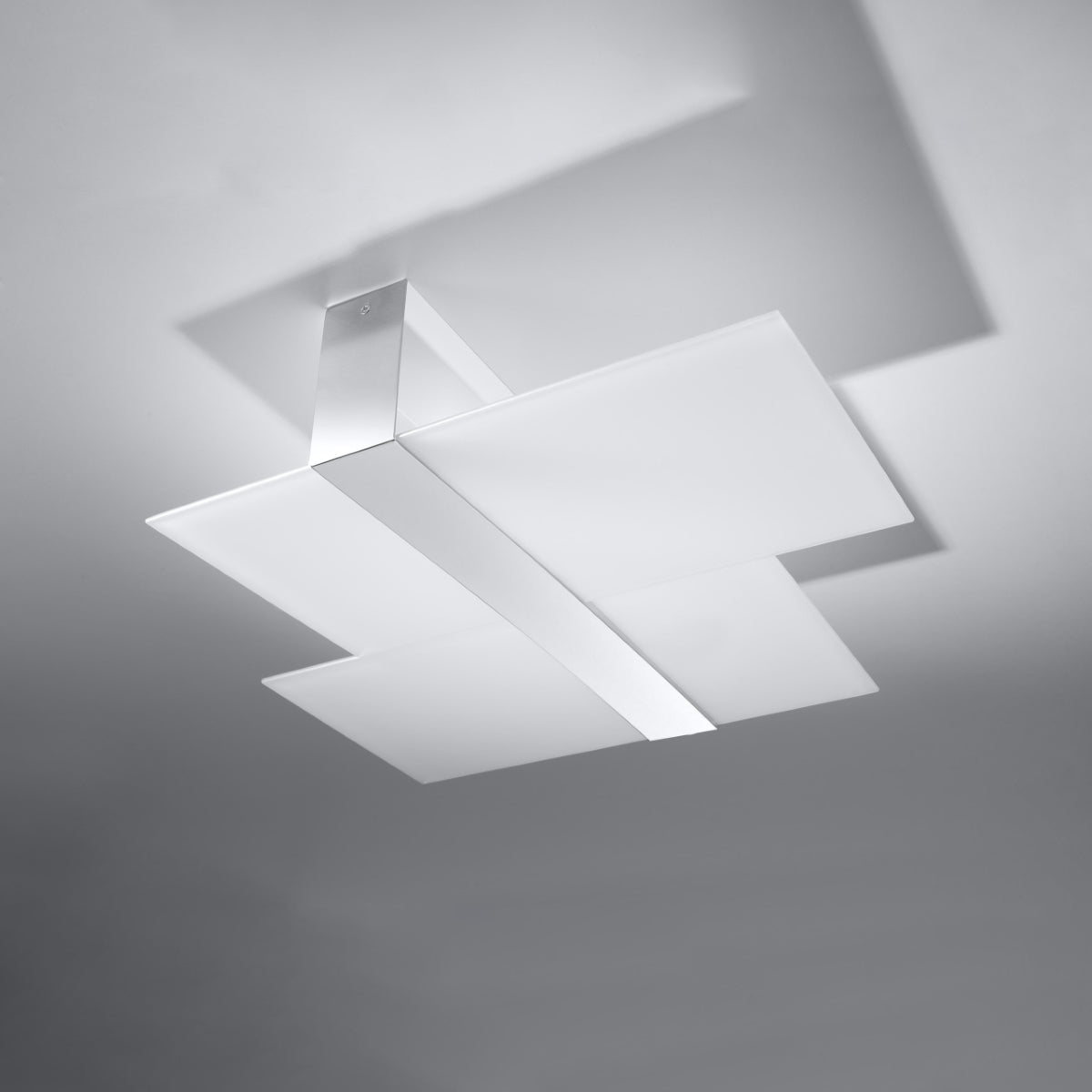 Double Glass Plate Ceiling Light Chrome