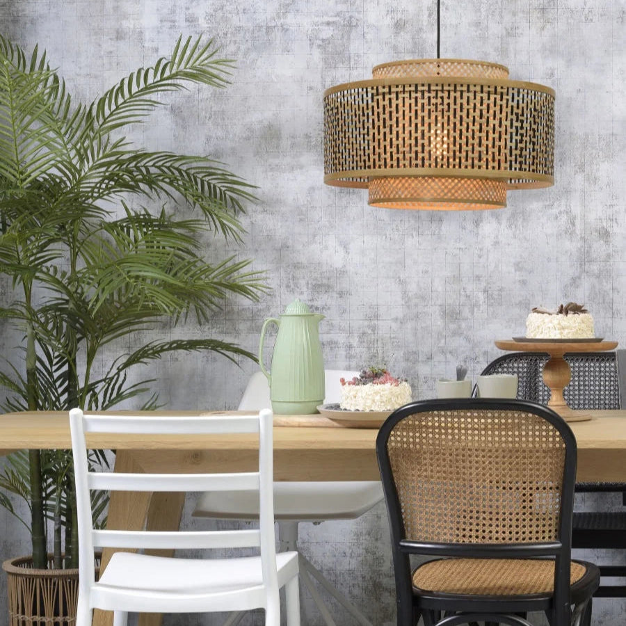 Suspension Bhutan Bambou Noir et Naturel Ø50cm