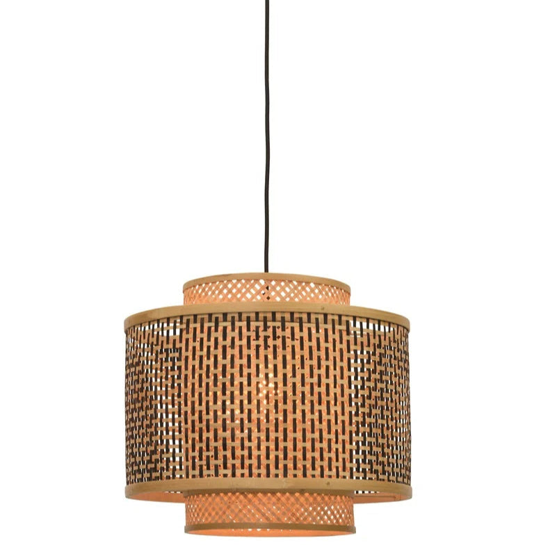 Suspension Bhutan Bambou Noir et Naturel Ø40cm