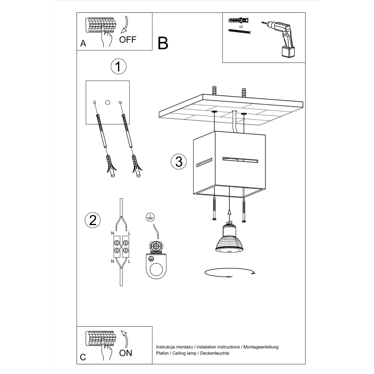 Open Cube Ceiling Light Grey