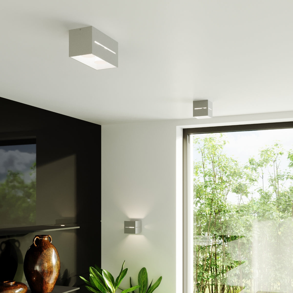 Open Cube Ceiling Light Grey