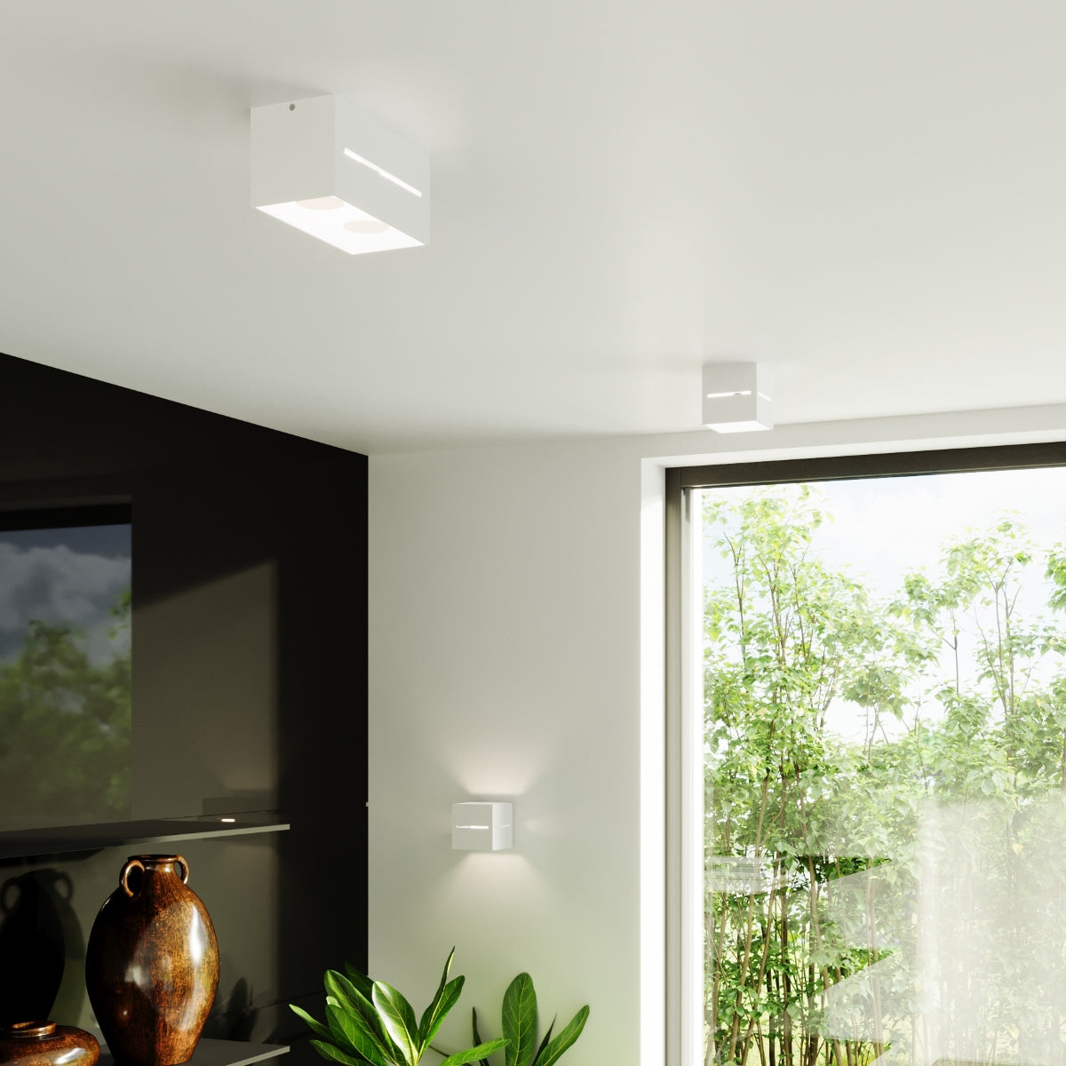 White Open Cube Ceiling Light