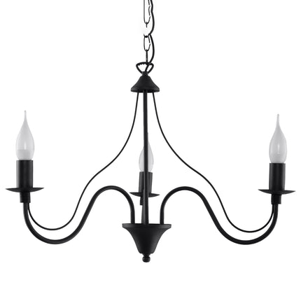 Modern black 3-candle chandelier