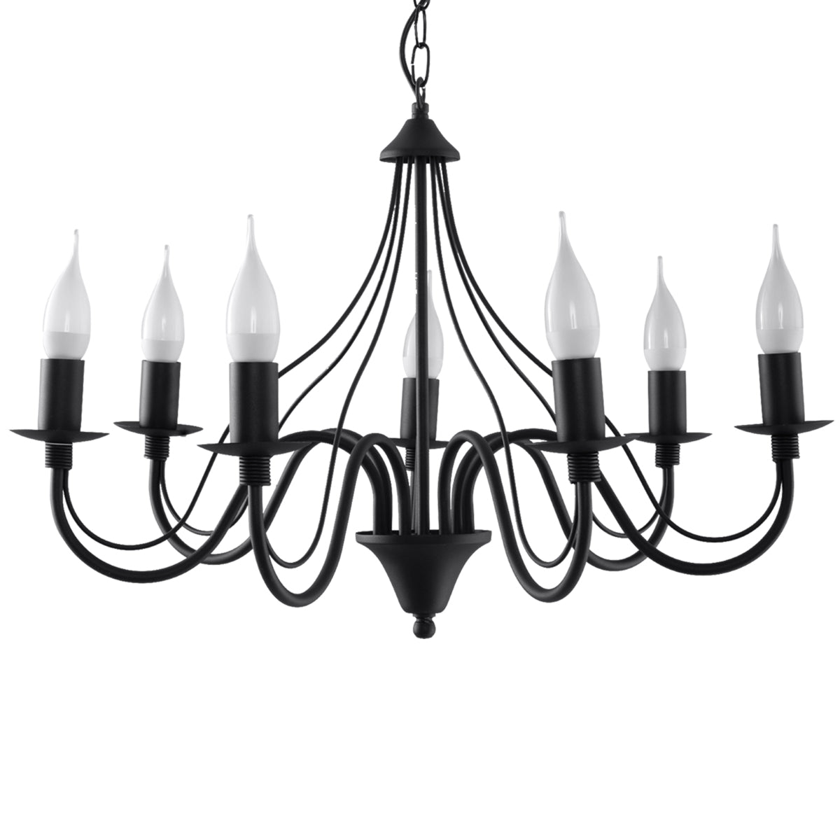 Modern black 7 candle chandelier