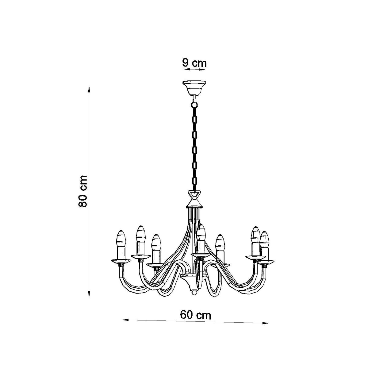 Modern black 7 candle chandelier