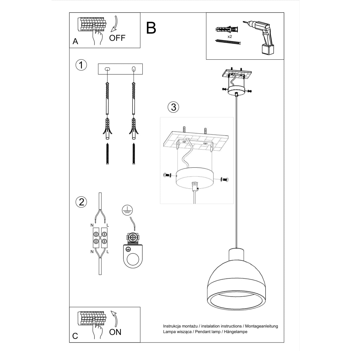 Lampe pendante Damaso en Béton