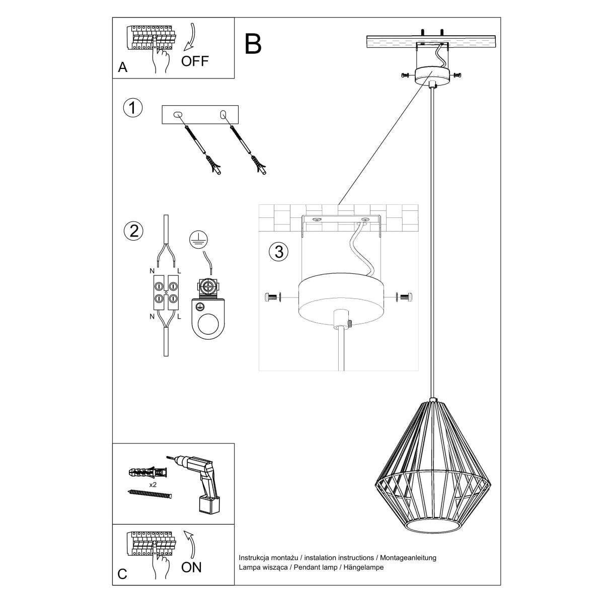 Demi white hanging lamp