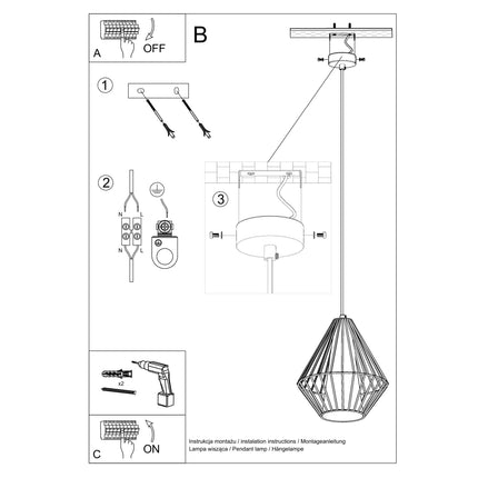 Demi black hanging lamp