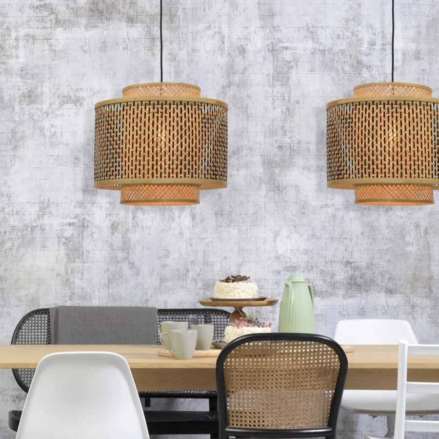 Suspension Bhutan Bambou Noir et Naturel Ø40cm