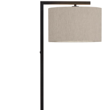 Lampadaire Boston Noir avec Abat-Jour Lin Clair 32x20cm