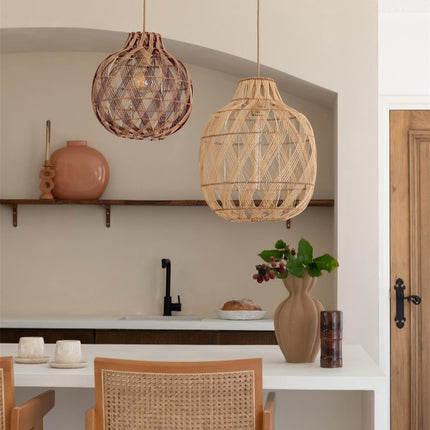 Suspension Mendoza Bambou Naturel et Brun 35 cm