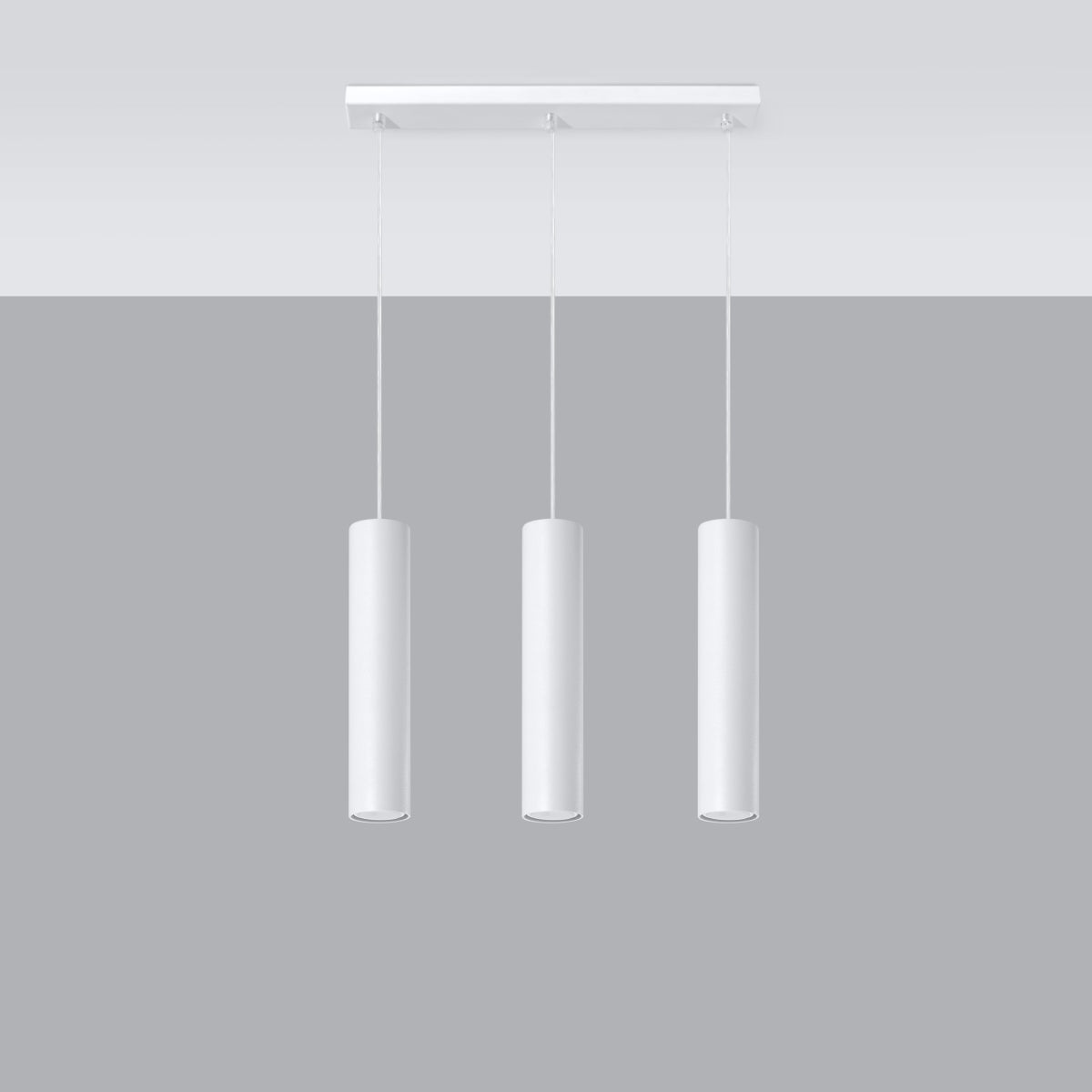 Long Cylinder 3 White Pendant Lamp