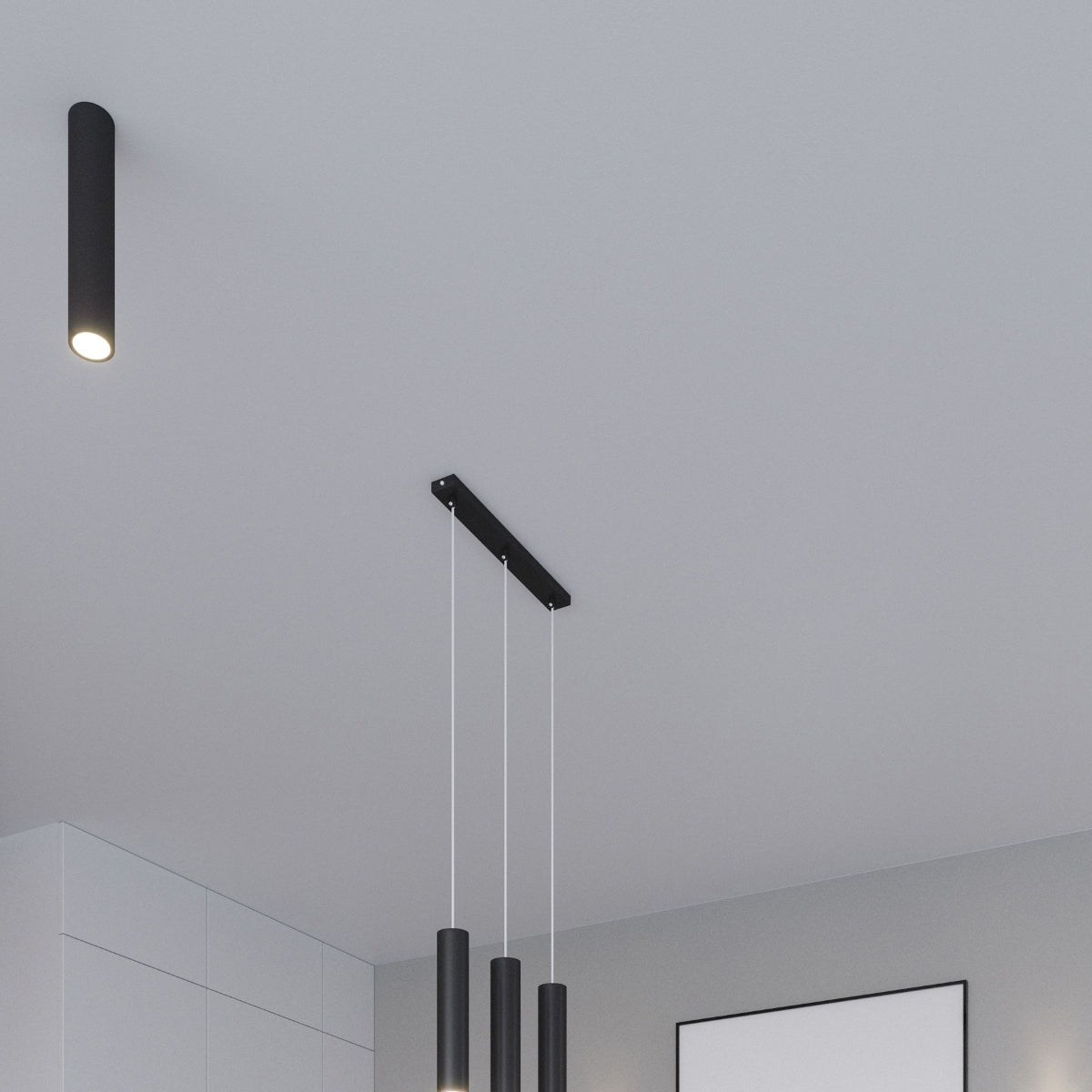 Long Cylinder 2 Black Pendant Lamp