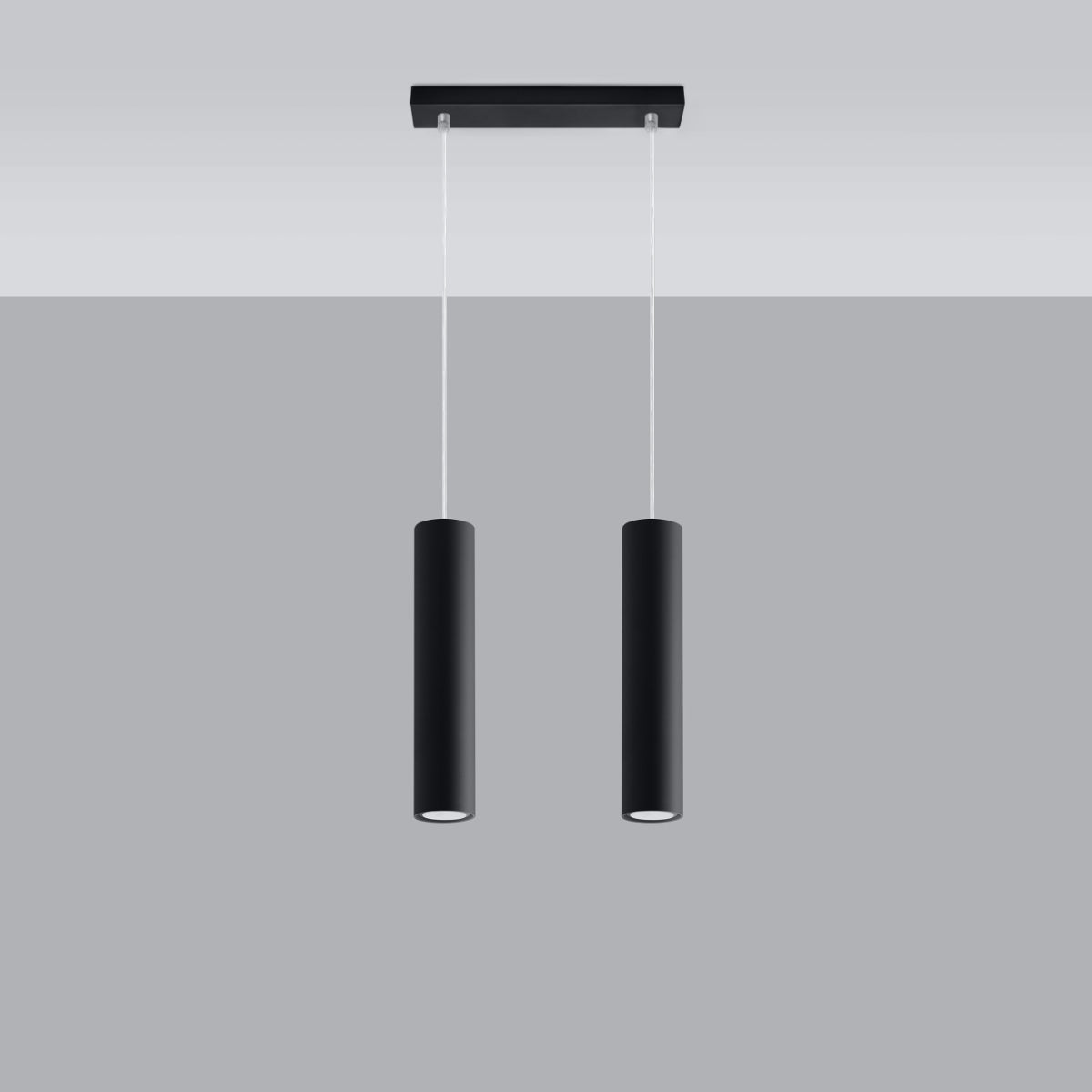 Long Cylinder 2 Black Pendant Lamp