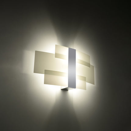 Wandleuchte mit verchromten Glasscheiben