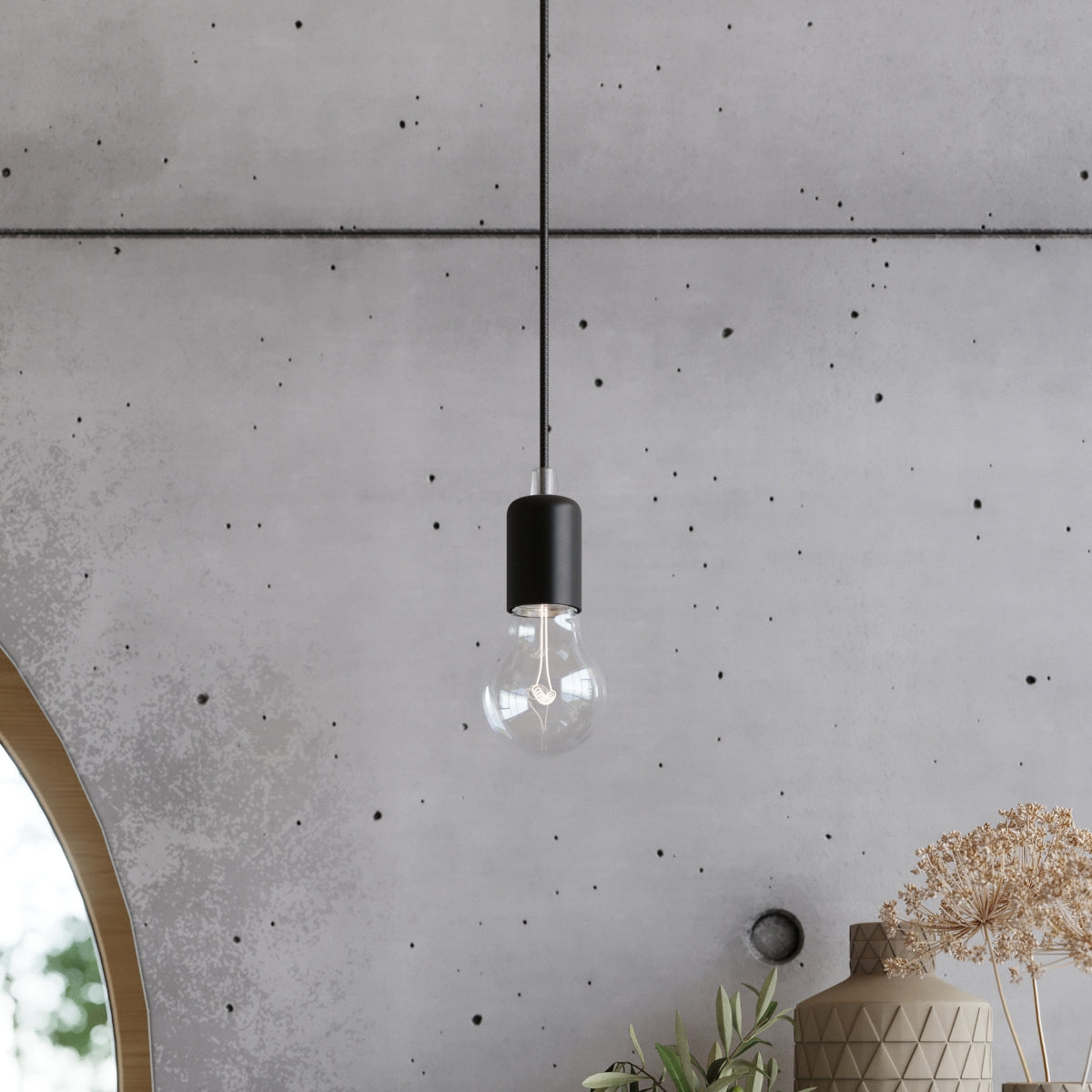 Minimalist Cable Pendant Lamp 1 Black