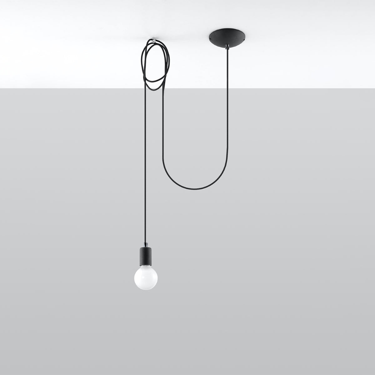 Minimalist Cable Pendant Lamp 1 Black