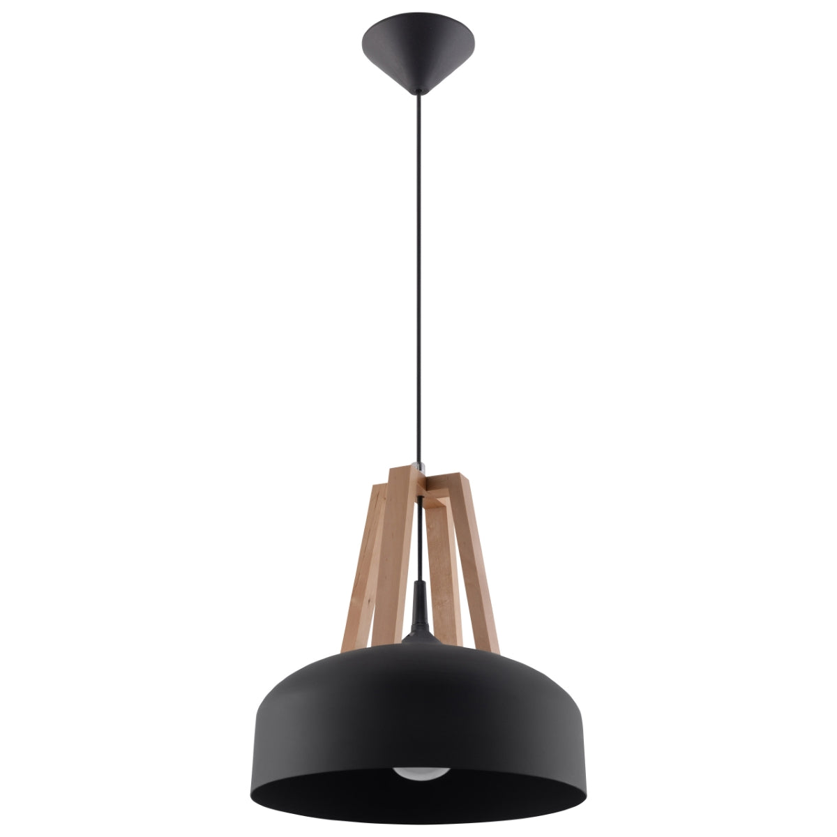 Lampe pendante CASCO noir/bois naturel