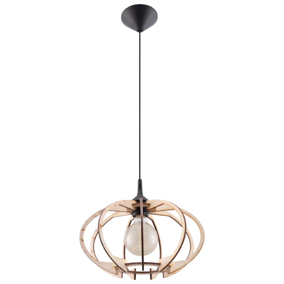 Lampe suspendue Mandelino en bois naturel