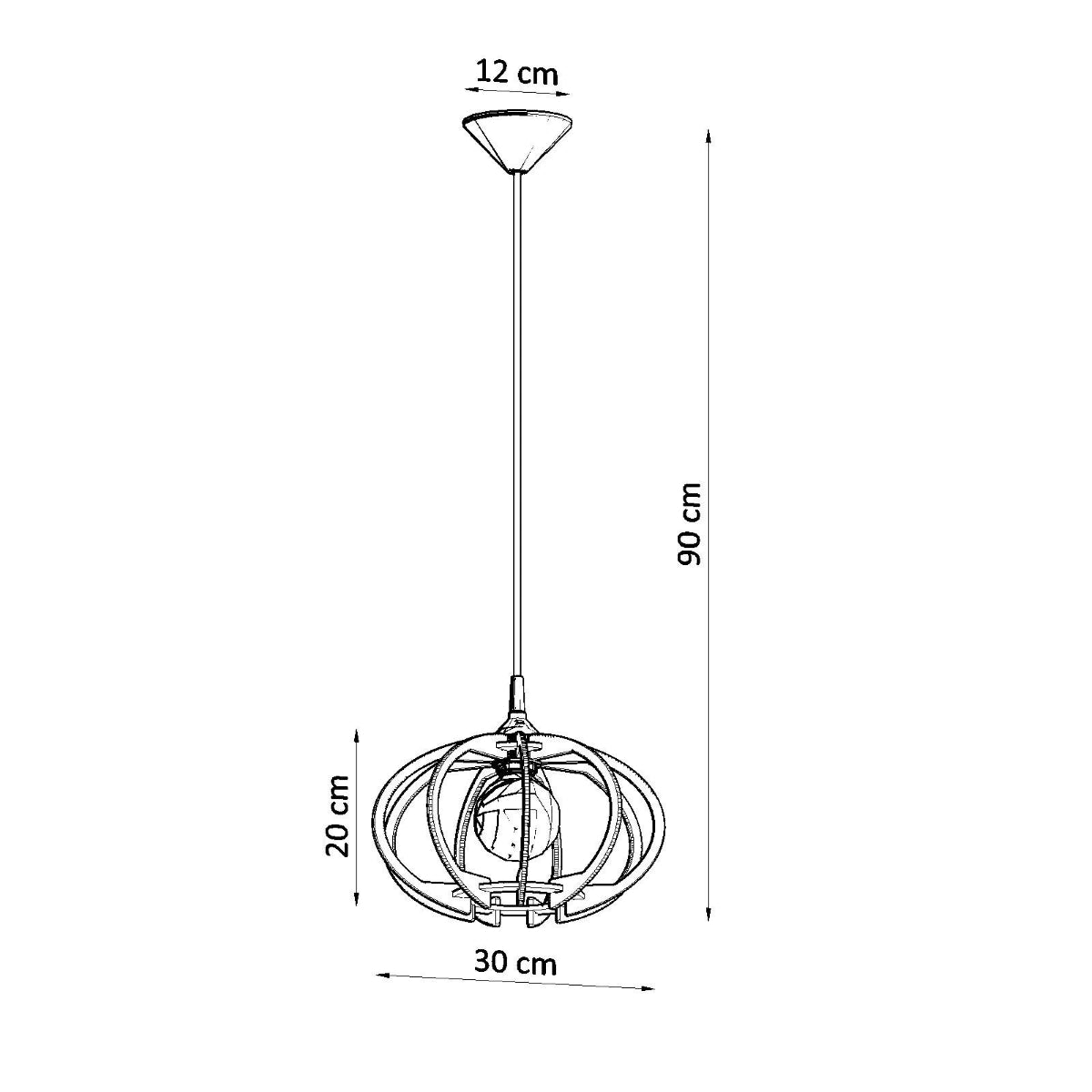 Lampe suspendue Mandelino en bois naturel