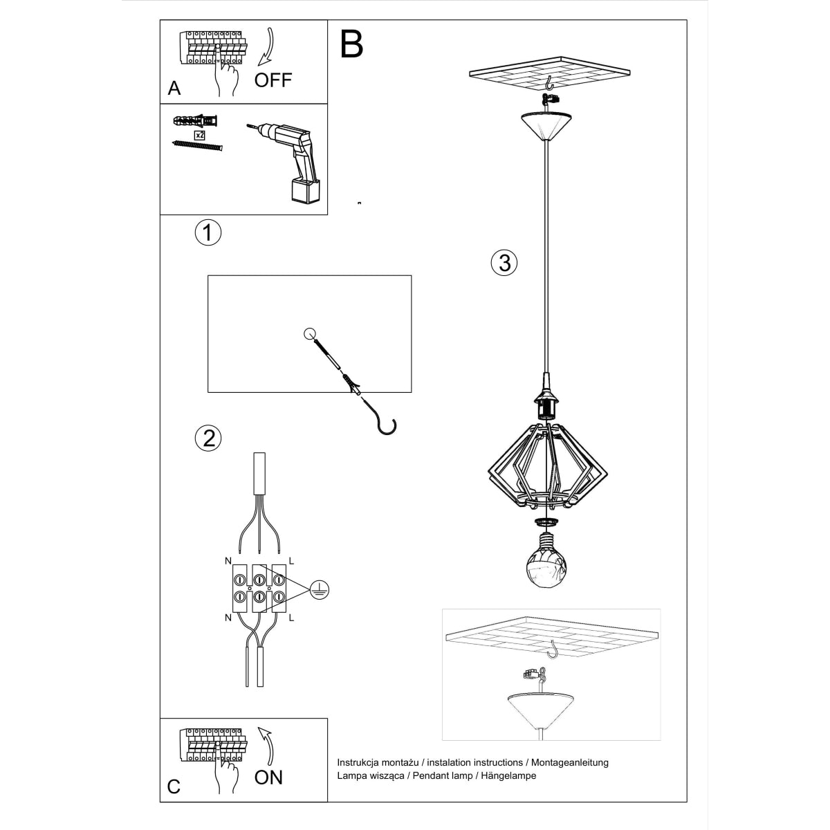 Lampe suspendue Pompelmo en bois naturel