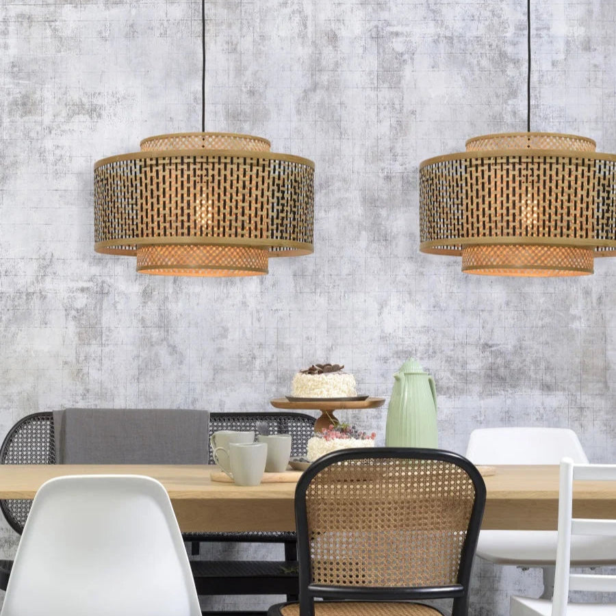 Suspension Bhutan Bambou Noir et Naturel Ø50cm
