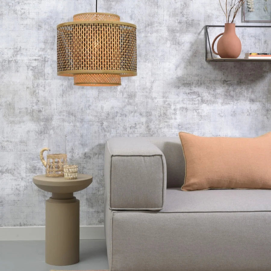 Suspension Bhutan Bambou Noir et Naturel Ø40cm
