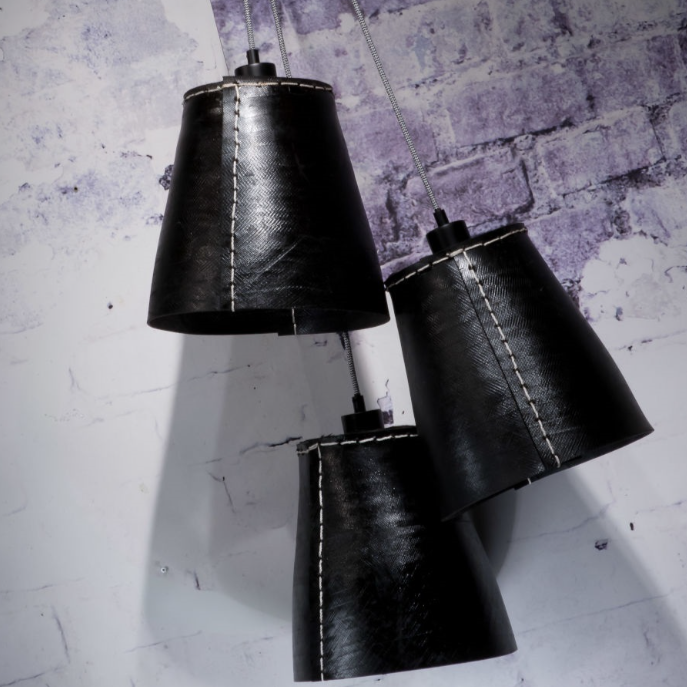 Suspension Amazon Trois Abat-Jours Noir – Taille L