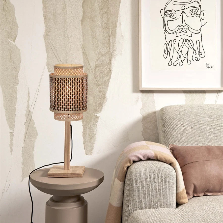 Lampe à Poser Bhutan Bambou Noir et Naturel 45cm